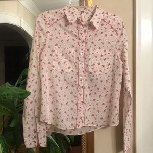 Free People pink floral Western style shirt S